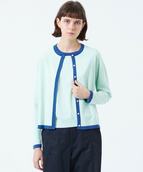 MACKINTOSH PHILOSOPHY/マッキントッシュ フィロソフィー バイカラートリムクルーネックカーディガン グリーン1 36 MACKINTOSH PHILOSOPHY/マッキントッシュ フィロソフィー バイカラートリムクルーネックカーディガン グリーン1 36