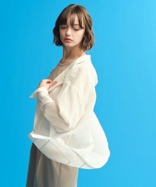 MACKINTOSH PHILOSOPHY / マッキントッシュ フィロソフィー ノーカラージャケット | シアーガーゼライトジャケット(オフホワイト1)