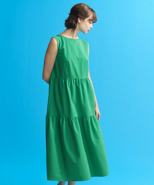 MACKINTOSH PHILOSOPHY / マッキントッシュ フィロソフィー ロング・マキシ丈ワンピース | サマーサッカーティアードワンピース(グリーン1)