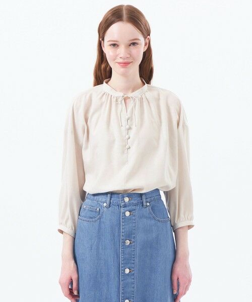 MACKINTOSH PHILOSOPHY/マッキントッシュ フィロソフィー リネンミックスギャザーブラウス ベージュ1 36 MACKINTOSH PHILOSOPHY/マッキントッシュ フィロソフィー リネンミックスギャザーブラウス ベージュ1 36