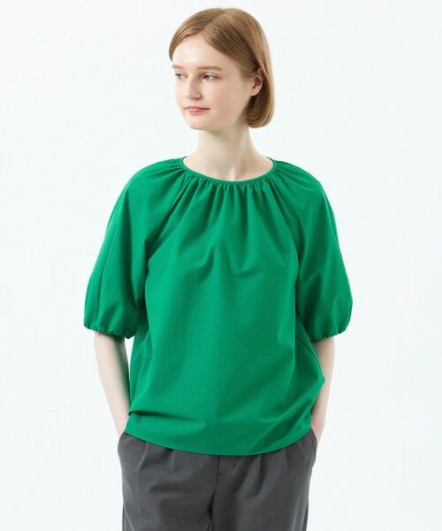 MACKINTOSH PHILOSOPHY / マッキントッシュ フィロソフィー シャツ・ブラウス | サマーサッカーギャザーブラウス(グリーン1)