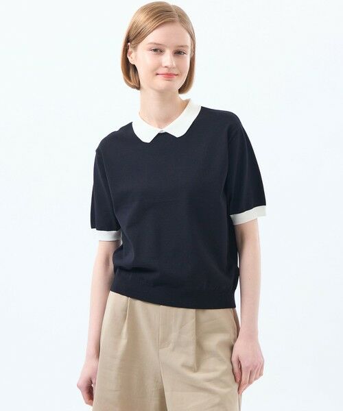 MACKINTOSH PHILOSOPHY/マッキントッシュ フィロソフィー 【WEB&一部店舗限定】バイカラーポロニット ブラック1 38 MACKINTOSH PHILOSOPHY/マッキントッシュ フィロソフィー 【WEB&一部店舗限定】バイカラーポロニット ブラック1 38