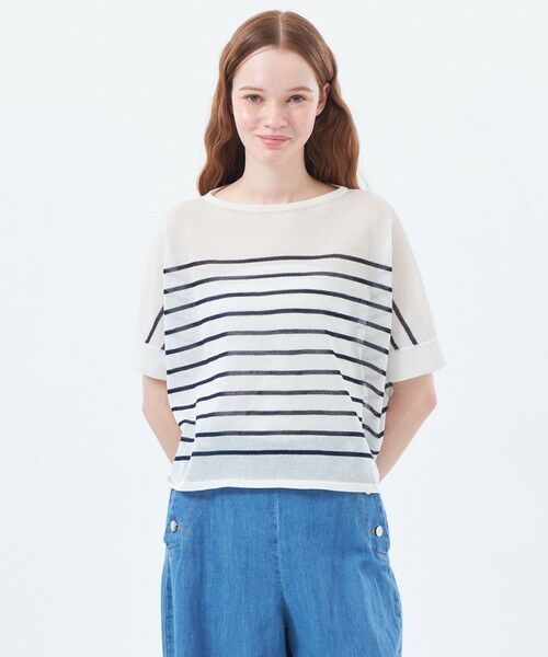MACKINTOSH PHILOSOPHY/マッキントッシュ フィロソフィー 【LEE5月号/蛯原友里さん着用】シアーボーダーワイドニット オフホワイト1 36 MACKINTOSH PHILOSOPHY/マッキントッシュ フィロソフィー 【LEE5月号/蛯原友里さん着用】シアーボーダーワイドニット オフホワイト1 36
