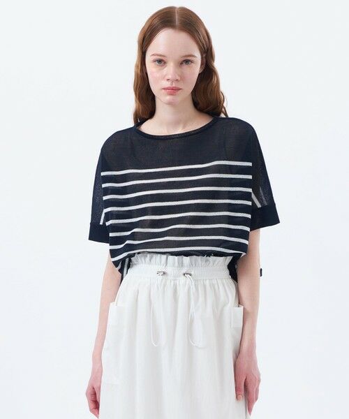 MACKINTOSH PHILOSOPHY/マッキントッシュ フィロソフィー 【LEE5月号/蛯原友里さん着用】シアーボーダーワイドニット ネイビー3 38 MACKINTOSH PHILOSOPHY/マッキントッシュ フィロソフィー 【LEE5月号/蛯原友里さん着用】シアーボーダーワイドニット ネイビー3 38