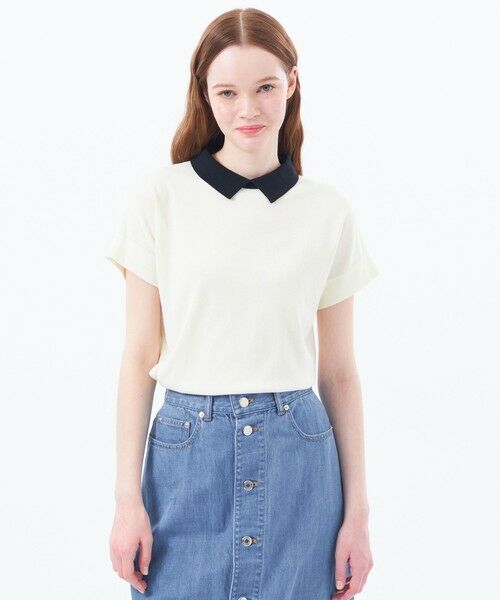MACKINTOSH PHILOSOPHY/マッキントッシュ フィロソフィー 【LEE5月号/蛯原友里さん着用】【Bicolor Knit Polo(バイカラーニットポロ)】ハーフスリーブ オフホワイト1 38 MACKINTOSH PHILOSOPHY/マッキントッシュ フィロソフィー 【LEE5月号/蛯原友里さん着用】【Bicolor Knit Polo(バイカラーニットポロ)】ハーフスリーブ オフホワイト1 38
