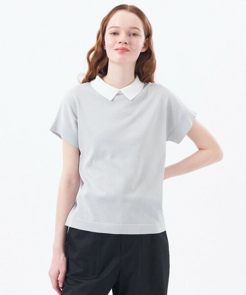 MACKINTOSH PHILOSOPHY/マッキントッシュ フィロソフィー 【LEE5月号/蛯原友里さん着用】【Bicolor Knit Polo(バイカラーニットポロ)】ハーフスリーブ グレー3 36 MACKINTOSH PHILOSOPHY/マッキントッシュ フィロソフィー 【LEE5月号/蛯原友里さん着用】【Bicolor Knit Polo(バイカラーニットポロ)】ハーフスリーブ グレー3 36