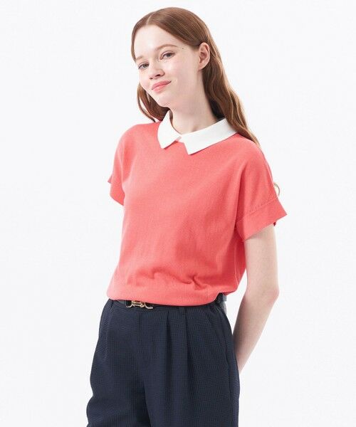 MACKINTOSH PHILOSOPHY/マッキントッシュ フィロソフィー 【LEE5月号/蛯原友里さん着用】【Bicolor Knit Polo(バイカラーニットポロ)】ハーフスリーブ レッド2 36 MACKINTOSH PHILOSOPHY/マッキントッシュ フィロソフィー 【LEE5月号/蛯原友里さん着用】【Bicolor Knit Polo(バイカラーニットポロ)】ハーフスリーブ レッド2 36