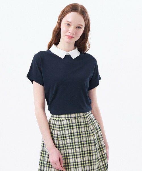 MACKINTOSH PHILOSOPHY/マッキントッシュ フィロソフィー 【LEE5月号/蛯原友里さん着用】【Bicolor Knit Polo(バイカラーニットポロ)】ハーフスリーブ ネイビー3 38 MACKINTOSH PHILOSOPHY/マッキントッシュ フィロソフィー 【LEE5月号/蛯原友里さん着用】【Bicolor Knit Polo(バイカラーニットポロ)】ハーフスリーブ ネイビー3 38