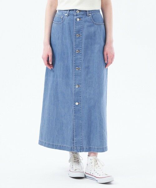 MACKINTOSH PHILOSOPHY/マッキントッシュ フィロソフィー コットンリネンデニムロングスカート ブルー1 36 MACKINTOSH PHILOSOPHY/マッキントッシュ フィロソフィー コットンリネンデニムロングスカート ブルー1 36