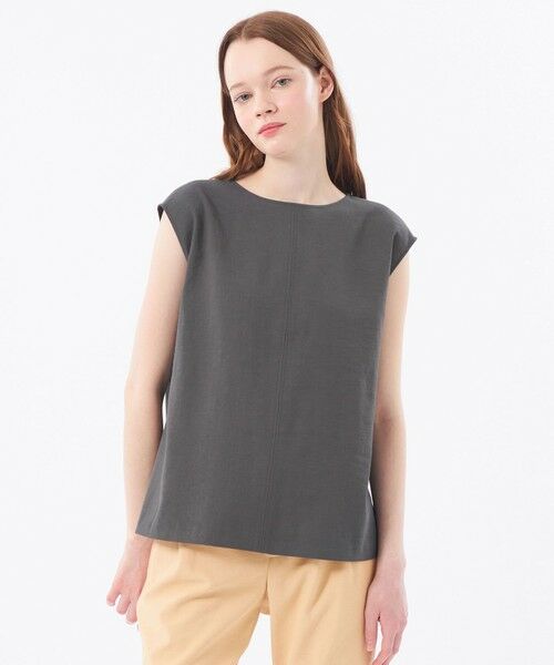 新品未使用 タグ付き　マッキントッシュフィロソフィー リネン半袖ブラウス　38 GREY LABEL】リネンシャンブレーレギュラーカラー半袖シャツ