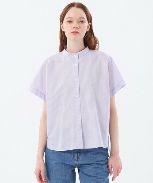 MACKINTOSH PHILOSOPHY / マッキントッシュ フィロソフィー シャツ・ブラウス | バンドカラーストライプハーフシャツ(パープル4)
