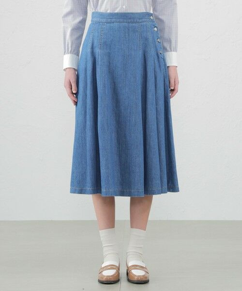 MACKINTOSH PHILOSOPHY / マッキントッシュ フィロソフィー ロング・マキシ丈スカート | コットンリネンデニムタックプリーツスカート | 詳細1