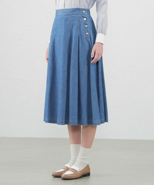 MACKINTOSH PHILOSOPHY / マッキントッシュ フィロソフィー ロング・マキシ丈スカート | コットンリネンデニムタックプリーツスカート | 詳細2