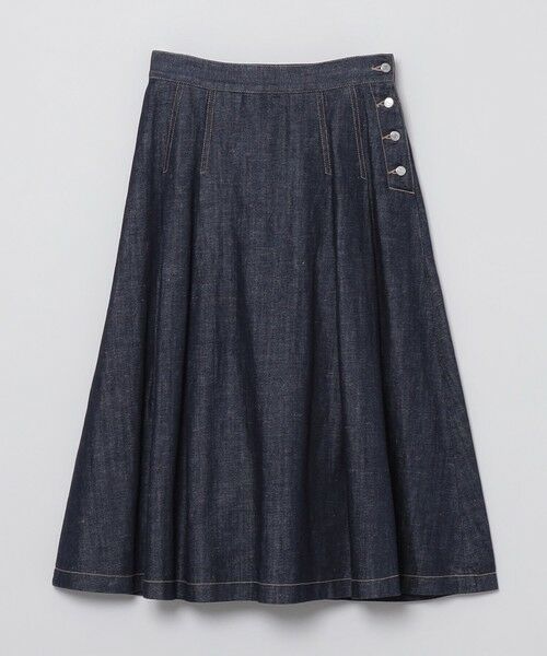 MACKINTOSH PHILOSOPHY / マッキントッシュ フィロソフィー ロング・マキシ丈スカート | コットンリネンデニムタックプリーツスカート(ネイビー3)