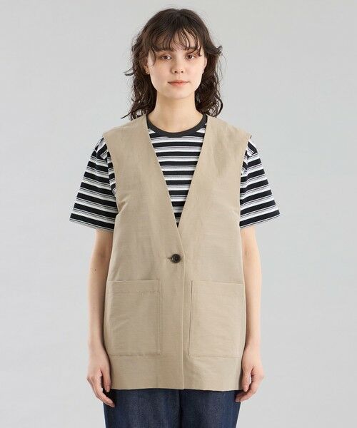 マッキントッシュ フィロソフィー 美品近年リネンコットン 短丈 ブルゾン グレー GREY LABEL リネンシャンブレーショートスリーブシャツ(トップス