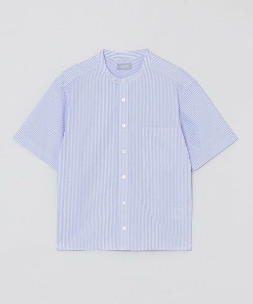 ブラウス シャツ GREY LABEL ストライプバンドカラーショートスリーブシャツ レディース GREY LABEL ストライプバンドカラーショートスリーブシャツ