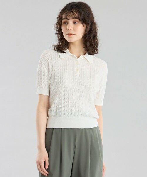MACKINTOSH PHILOSOPHY/マッキントッシュ フィロソフィー GREY LABEL ハイベージケーブルニットポロ オフホワイト1 2 MACKINTOSH PHILOSOPHY/マッキントッシュ フィロソフィー GREY LABEL ハイベージケーブルニットポロ オフホワイト1 2