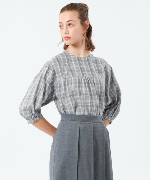 MACKINTOSH PHILOSOPHY / マッキントッシュ フィロソフィー シャツ・ブラウス | フロントギャザーチェックブラウス(チャコールグレー1)