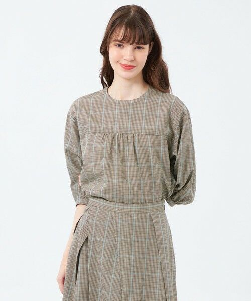 MACKINTOSH PHILOSOPHY/マッキントッシュ フィロソフィー フロントギャザーチェックブラウス ベージュ1 36 MACKINTOSH PHILOSOPHY/マッキントッシュ フィロソフィー フロントギャザーチェックブラウス ベージュ1 36