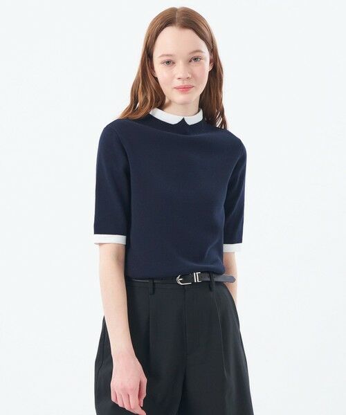 MACKINTOSH PHILOSOPHY/マッキントッシュ フィロソフィー 【2025年秋冬モデル】Cleric Collar Knit ハーフスリーブ ネイビー3 36