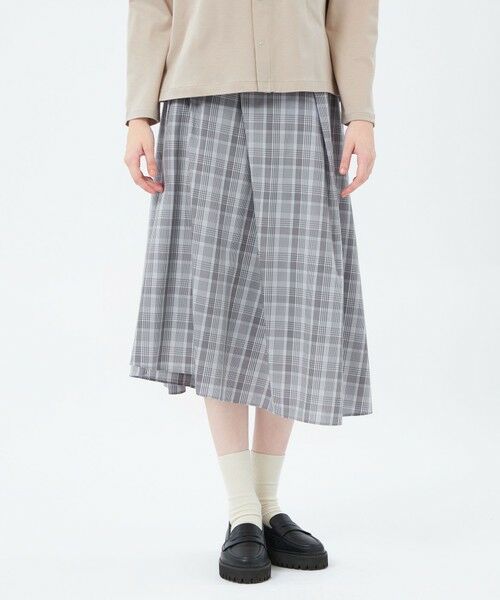 MACKINTOSH PHILOSOPHY/マッキントッシュ フィロソフィー ランダムタックフレアチェックスカート チャコールグレー1 38 MACKINTOSH PHILOSOPHY/マッキントッシュ フィロソフィー ランダムタックフレアチェックスカート チャコールグレー1 38