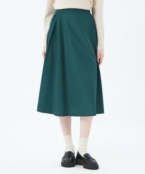 MACKINTOSH PHILOSOPHY / マッキントッシュ フィロソフィー ロング・マキシ丈スカート | グロッシーサイドドレープスカート(グリーン6)