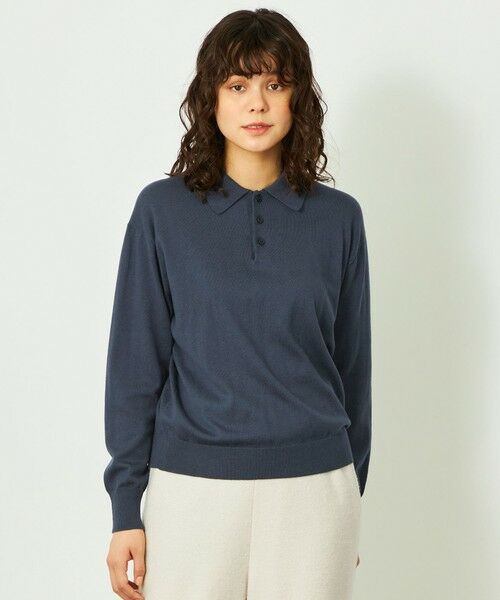 MACKINTOSH PHILOSOPHY/マッキントッシュ フィロソフィー GREY LABEL コットンウールニットポロ ネイビー1 2 MACKINTOSH PHILOSOPHY/マッキントッシュ フィロソフィー GREY LABEL コットンウールニットポロ ネイビー1 2