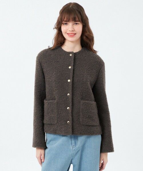 MACKINTOSH PHILOSOPHY/マッキントッシュ フィロソフィー 【LEE11月号掲載/蛯原友里さん着用】【HESSLE（ヘスル）】ノーカラーショートコート ブラウン2 36