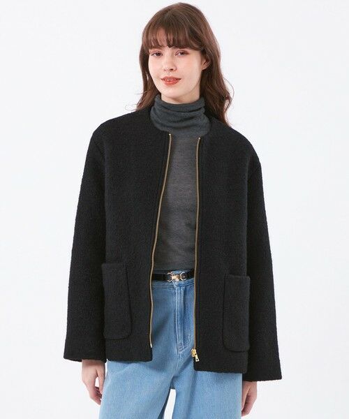 MACKINTOSH PHILOSOPHY / マッキントッシュ フィロソフィー その他アウター | 【WEB&一部店舗限定】ウールパイルノーカラーショートコート(ブラック1)