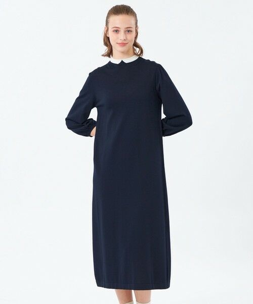 MACKINTOSH PHILOSOPHY/マッキントッシュ フィロソフィー 【25年秋冬モデル】Cleric Collar Knit サックワンピース ネイビー3 38 MACKINTOSH PHILOSOPHY/マッキントッシュ フィロソフィー 【25年秋冬モデル】Cleric Collar Knit サックワンピース ネイビー3 38