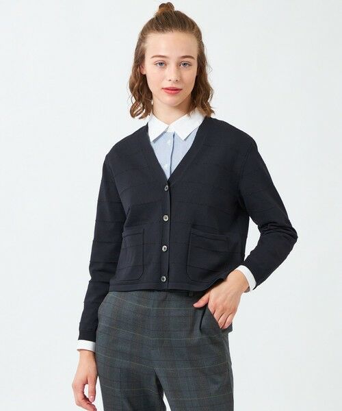 MACKINTOSH PHILOSOPHY/マッキントッシュ フィロソフィー ラメボーダーVネックカーディガン ネイビー3 38 MACKINTOSH PHILOSOPHY/マッキントッシュ フィロソフィー ラメボーダーVネックカーディガン ネイビー3 38