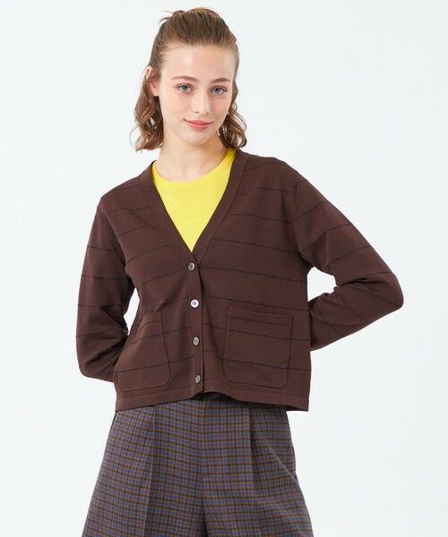 MACKINTOSH PHILOSOPHY/マッキントッシュ フィロソフィー ラメボーダーVネックカーディガン キャメル1 36