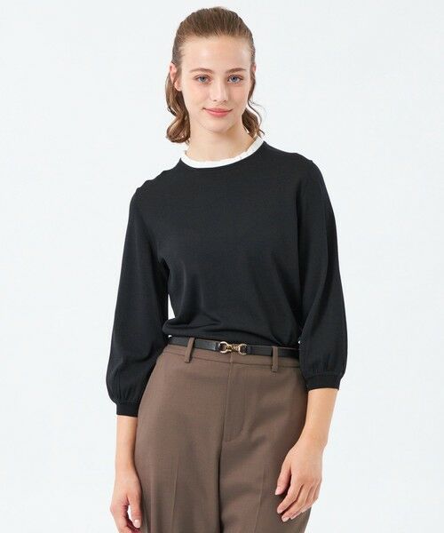 MACKINTOSH PHILOSOPHY/マッキントッシュ フィロソフィー フリルカラーパフスリーブニット ブラック1 36 MACKINTOSH PHILOSOPHY/マッキントッシュ フィロソフィー フリルカラーパフスリーブニット ブラック1 36
