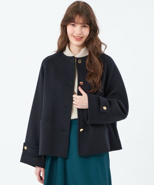 MACKINTOSH PHILOSOPHY/マッキントッシュ フィロソフィー 【LEE11月号掲載/蛯原友里さん着用】【WELBURY NO COLLAR SHORT(ウェルベリーノーカラーショート)】ウールメルトン製 ネイビー3 36 MACKINTOSH PHILOSOPHY/マッキントッシュ フィロソフィー 【LEE11月号掲載/蛯原友里さん着用】【WELBURY NO COLLAR SHORT(ウェルベリーノーカラーショート)】ウールメルトン製 ネイビー3 36