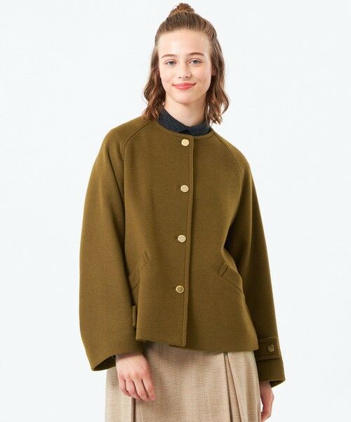 MACKINTOSH PHILOSOPHY/マッキントッシュ フィロソフィー 【LEE11月号掲載/蛯原友里さん着用】【WELBURY NO COLLAR SHORT(ウェルベリーノーカラーショート)】ウールメルトン製 キャメル1 36 MACKINTOSH PHILOSOPHY/マッキントッシュ フィロソフィー 【LEE11月号掲載/蛯原友里さん着用】【WELBURY NO COLLAR SHORT(ウェルベリーノーカラーショート)】ウールメルトン製 キャメル1 36