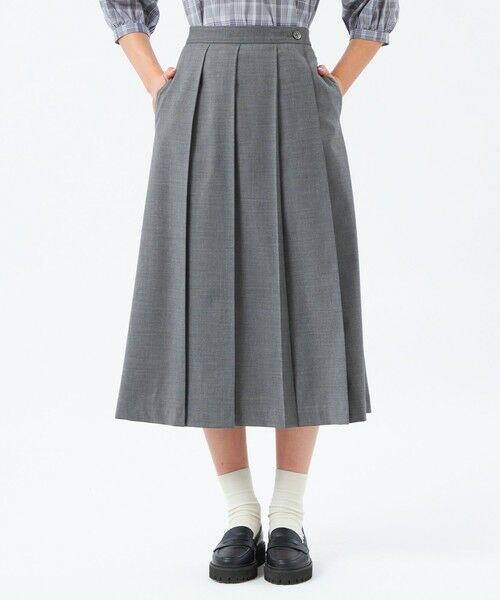 MACKINTOSH PHILOSOPHY / マッキントッシュ フィロソフィー ロング・マキシ丈スカート | ウールトロタックプリーツスカート(チャコールグレー1)