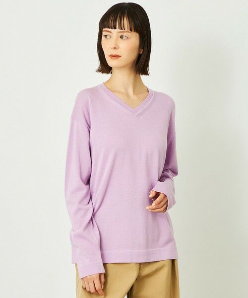 MACKINTOSH PHILOSOPHY/マッキントッシュ フィロソフィー GREY LABEL ファインコットンVネックニット ピンク3 2