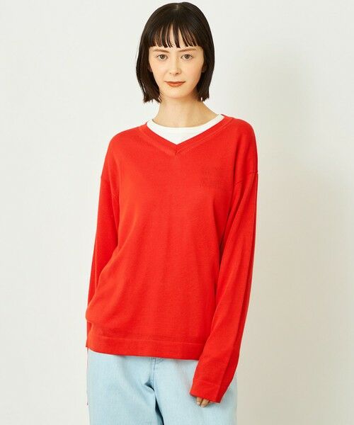 MACKINTOSH PHILOSOPHY/マッキントッシュ フィロソフィー GREY LABEL ファインコットンVネックニット レッド1 2