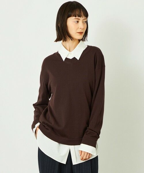 MACKINTOSH PHILOSOPHY/マッキントッシュ フィロソフィー GREY LABEL ファインコットンVネックニット ブラウン3 2 MACKINTOSH PHILOSOPHY/マッキントッシュ フィロソフィー GREY LABEL ファインコットンVネックニット ブラウン3 2