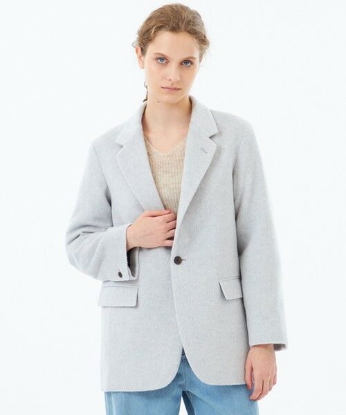 MACKINTOSH PHILOSOPHY / マッキントッシュ フィロソフィー ノーカラージャケット | 【WEB&一部店舗限定】アンゴラウールシャギージャケット(グレー3)