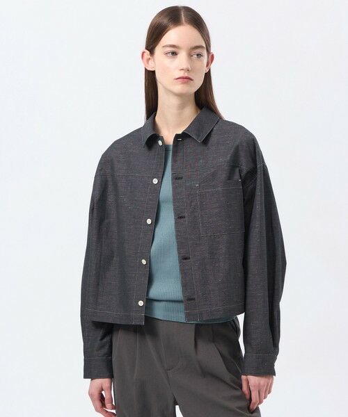 MACKINTOSH PHILOSOPHY / マッキントッシュ フィロソフィー ノーカラージャケット | ハケメコットンリネンジャケット（ネイビー3）