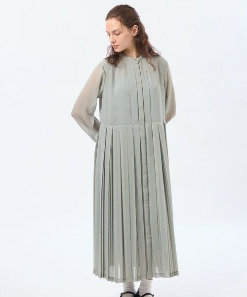 MACKINTOSH PHILOSOPHY / マッキントッシュ フィロソフィー ロング・マキシ丈ワンピース | 【WEB&一部店舗限定】【WILLINGHAM DRESS（ウィリングハムドレス）】トリプルプリーツ（ブルー4）