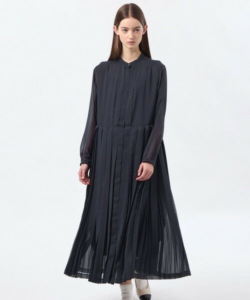 MACKINTOSH PHILOSOPHY / マッキントッシュ フィロソフィー ロング・マキシ丈ワンピース | 【WEB&一部店舗限定】【WILLINGHAM DRESS（ウィリングハムドレス）】トリプルプリーツ（ネイビー3）