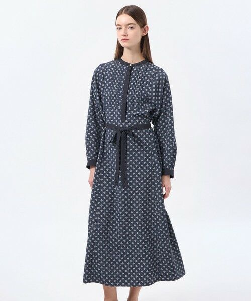 MACKINTOSH PHILOSOPHY / マッキントッシュ フィロソフィー ロング・マキシ丈ワンピース | 【CRANWELL DRESS(クランウェル ドレス)】ラッケンブースプリント（ネイビー2）