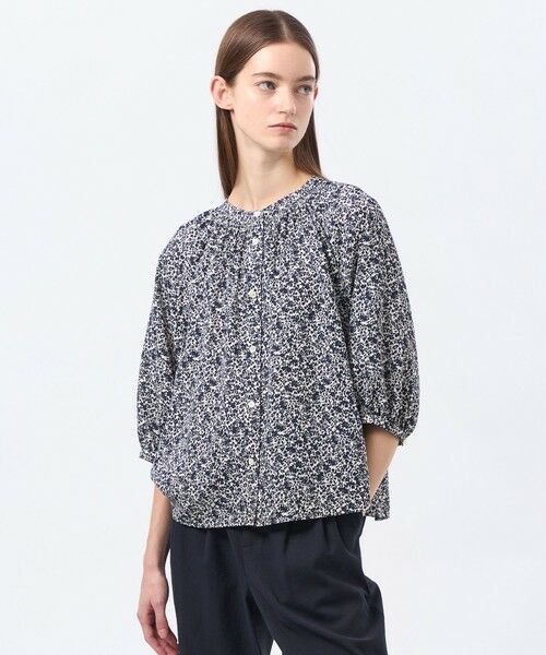 MACKINTOSH PHILOSOPHY / マッキントッシュ フィロソフィー シャツ・ブラウス | バイカラーフラワープリントブラウス（オフホワイト2）