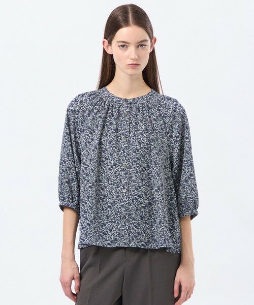 MACKINTOSH PHILOSOPHY / マッキントッシュ フィロソフィー シャツ・ブラウス | バイカラーフラワープリントブラウス（グレー4）