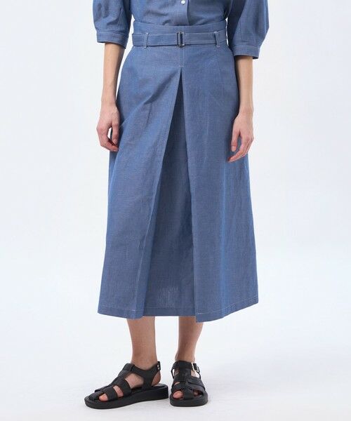 MACKINTOSH PHILOSOPHY / マッキントッシュ フィロソフィー ロング・マキシ丈スカート | ハケメコットンリネンスカート（ブルー3）