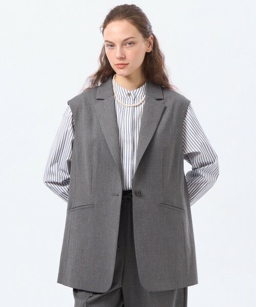 MACKINTOSH PHILOSOPHY / マッキントッシュ フィロソフィー ブルゾン | ウールツイルジレジャケット（グレー4）