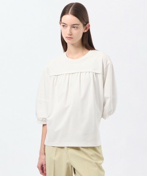 MACKINTOSH PHILOSOPHY / マッキントッシュ フィロソフィー カットソー | フロントギャザージャージブラウス（オフホワイト1）