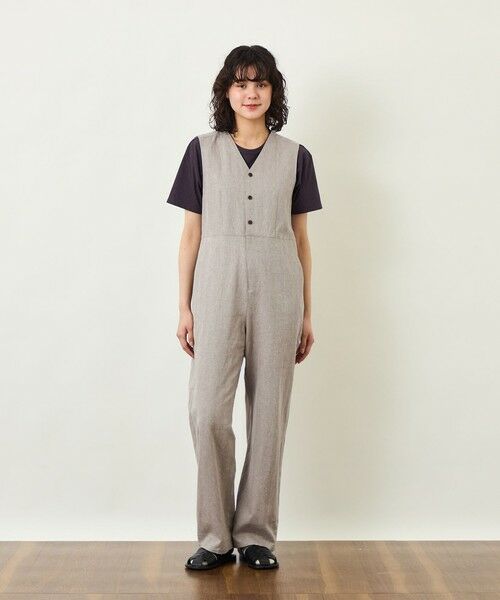 MACKINTOSH PHILOSOPHY / マッキントッシュ フィロソフィー ロング・マキシ丈ワンピース | GREY LABEL リネンコットンヘリンボン　ジャンプスーツ（ベージュ4）